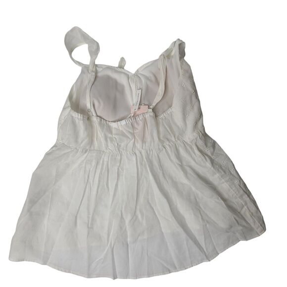 Candie's Women's SZ L Tie-Front Ruffle Strap White Eyelet Babydoll Top New w Tag - Picture 6 of 13